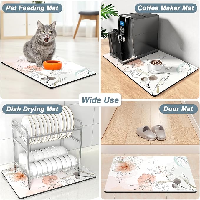 Rnivvi Coffee Mat, Hide Stain Rubber Backed Absorbent Dish Drying Pad - Image 7