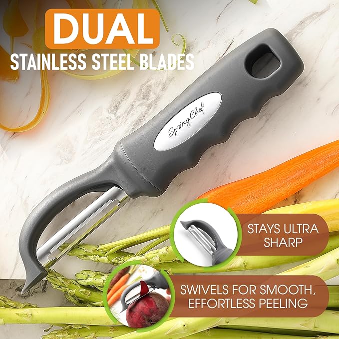 Spring Chef Premium Swivel Vegetable Peeler, Comfortable Handle and Ultra Sharp - Image 2
