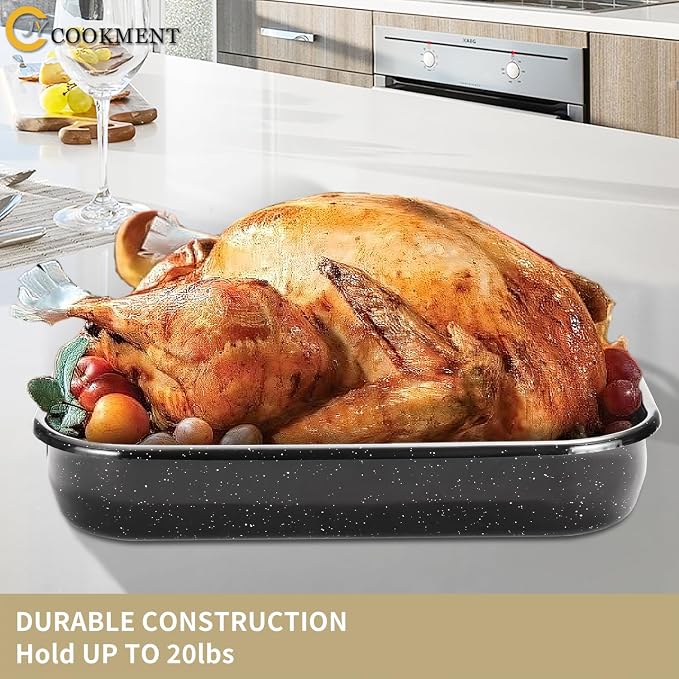 Roasting Pan with Rack, 16 x 11 Inch Rectangular Roasting Pan, 20lb Turkey - Image 4