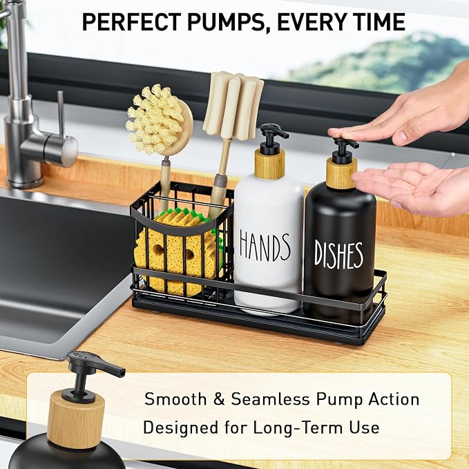 Moforoco Kitchen Dish Soap Dispenser Set, 16OZ Glass Bottle, Hand and Dish Soap - Image 5