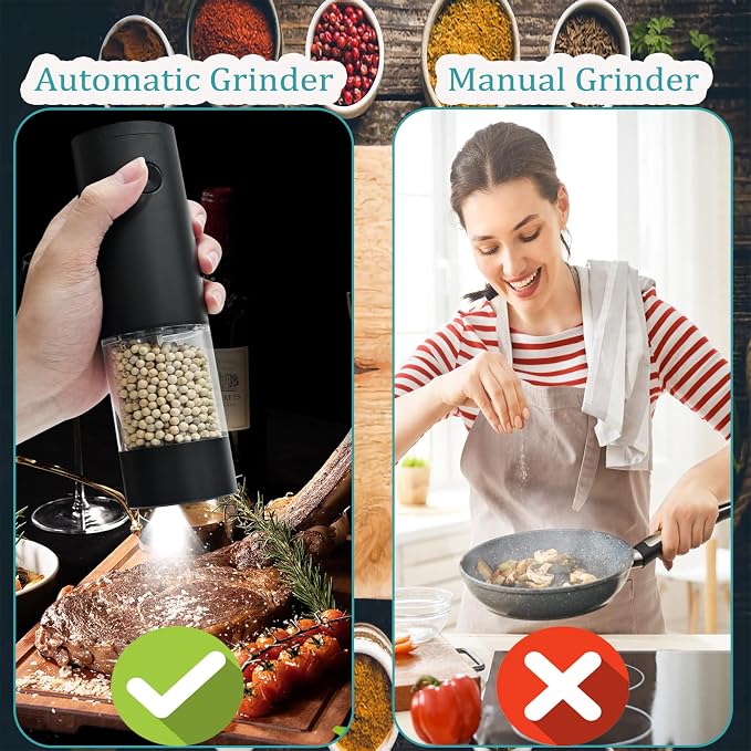 Electric Salt and Pepper Grinder Set, Automatic Salt Pepper Mill Grinder - Image 4