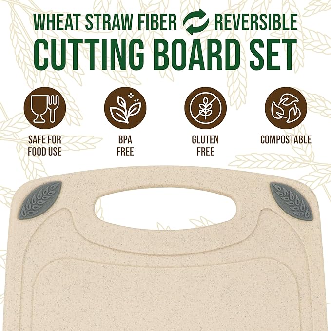 AXIOM CREATIONS 2-Piece Reversible Cutting Board Set Made from Natural Food - Image 3