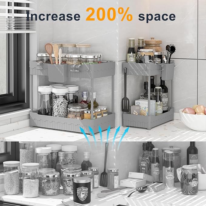 Sevenblue 2 Pack Under Sink Organizer, Under Bathroom Cabinet Organizer - Image 2