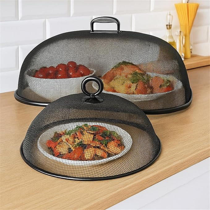 8 Pack Metal Mesh Screen Food Covers, 2 Large and 6 Small Sets, Reusable Metal - Image 3