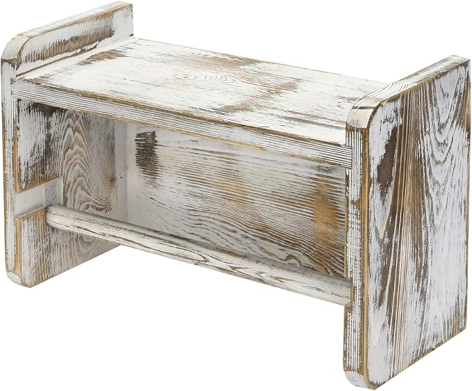 MyGift Farmhouse Paper Towel Holder, Shabby Whitewashed Wood Farmhouse Wall - Image 6