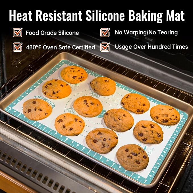 Silicone Baking Mat with 10 Useful Recipes, Non Stick Pastry Mat - Image 6