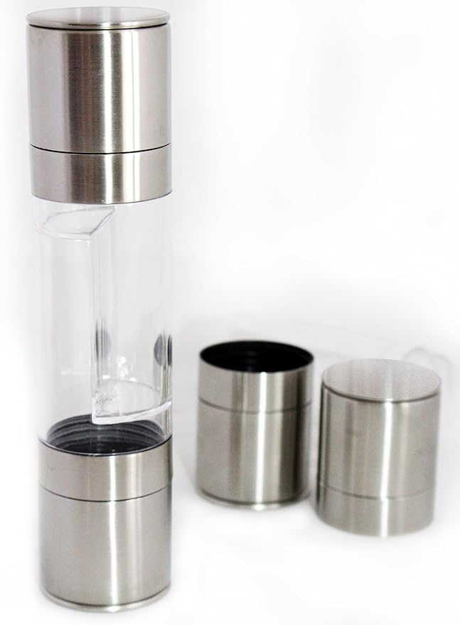 All-in-One Salt and Pepper Grinder Set, 2-in-1 Dual Mill Combo, Stainless Steel - Image 3