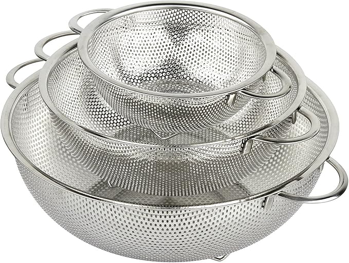 3-Piece Stainless Steel Mesh Micro-Perforated Strainer Colander Set by H%C3%96LM