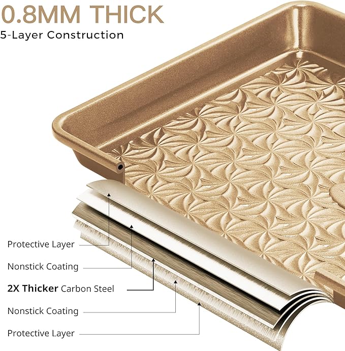 HONGBAKE Nonstick Baking Sheet Pan Set of 3, Cookie Sheets - Image 7