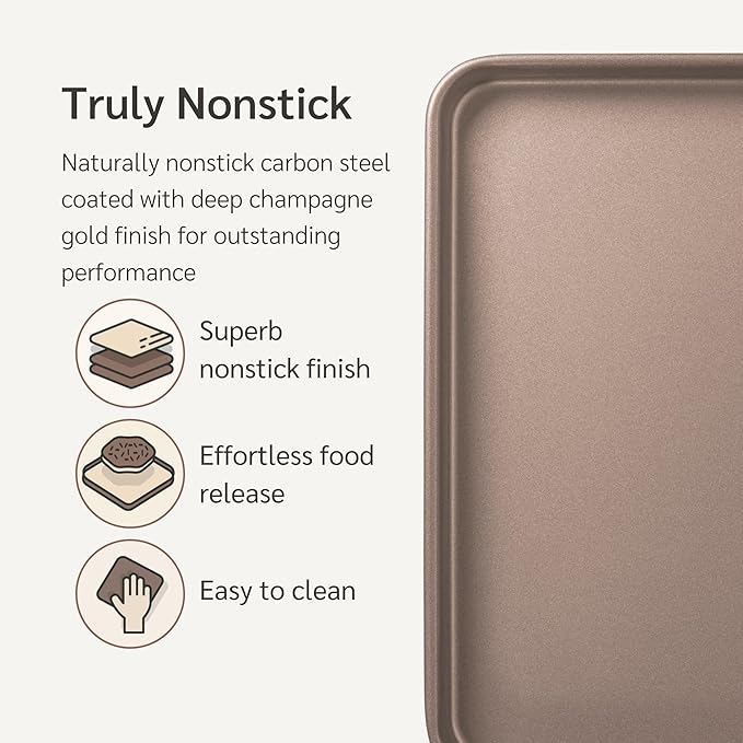 HAPPIELS 9 x 13-Inch Nonstick Quarter Sheet Pan Set of 2 | Non-Toxic, Rimmed - Image 2