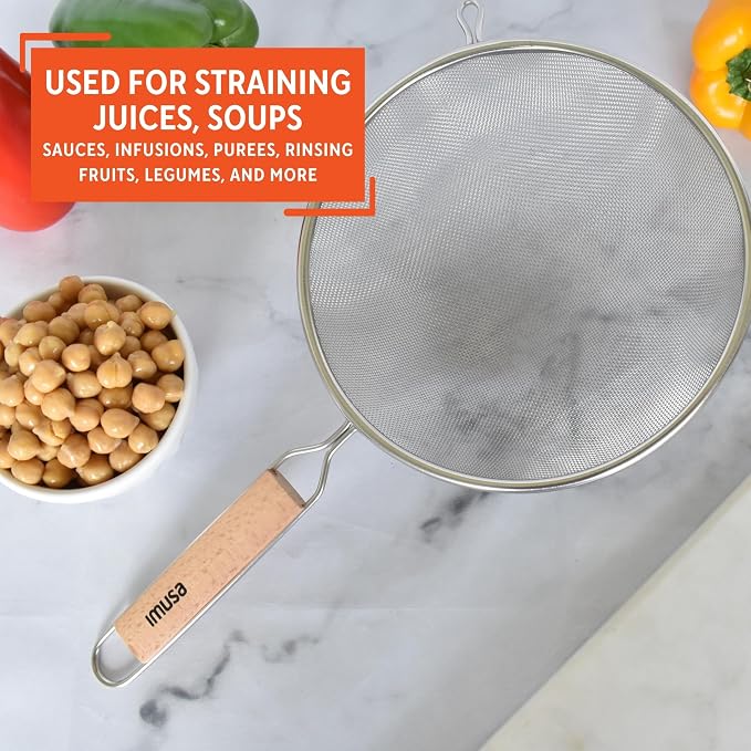 IMUSA USA Wood Stainless Steel Strainer Handle 8-Inch - Image 6