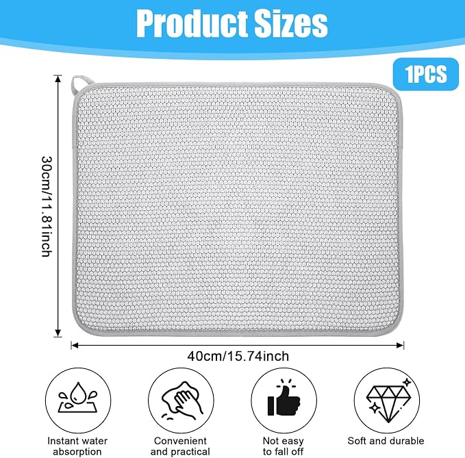 Giantree Small Microfiber Dish Drying Mat, Absorbent Dish Drainer Mats - Image 5