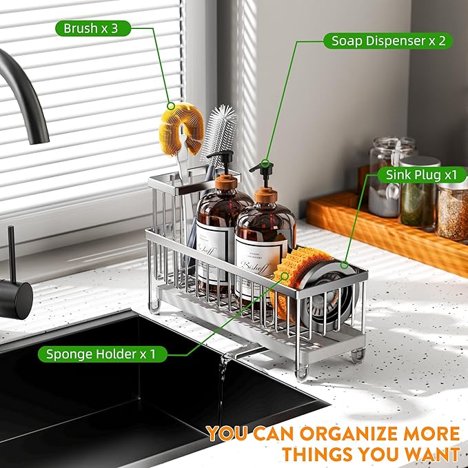 Cisily Sponge Holder for Kitchen Sink, Sink Caddy Organizer - Image 6