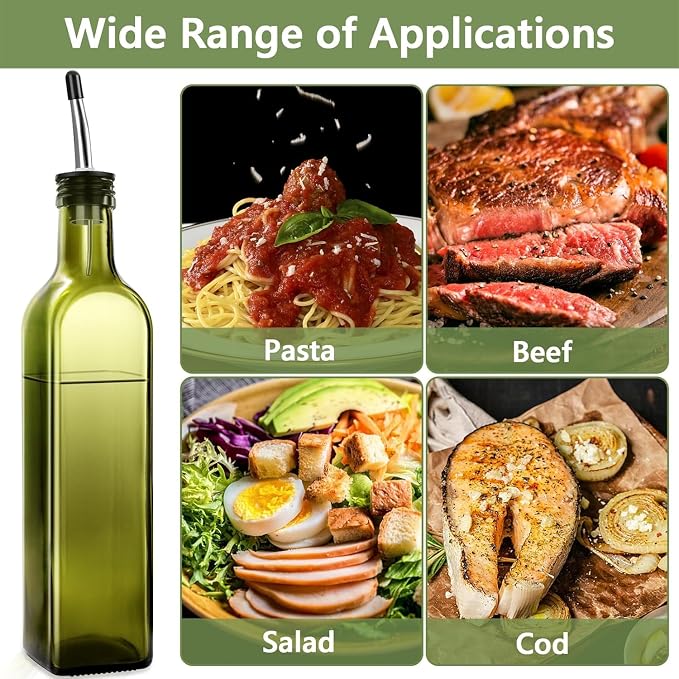 Leaflai Olive Oil Dispenser Bottle, 17oz Glass Olive Oil Dispenser and Vinegar - Image 4