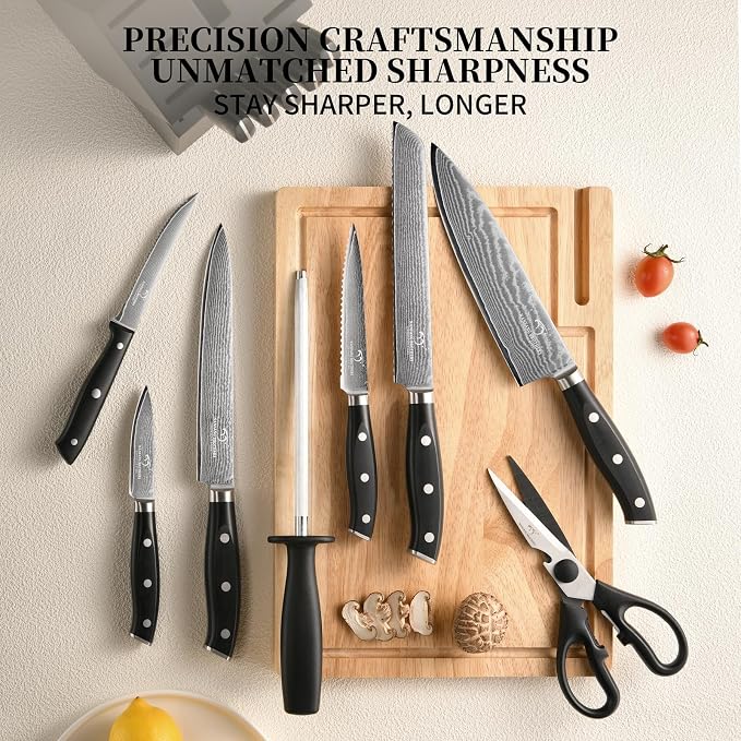 NANFANG BROTHERS Damascus Kitchen Knife Set 14 Pieces - Image 2
