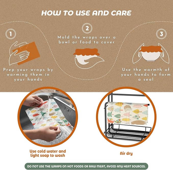 Akeeko Reusable Beeswax Food Wraps - Image 6