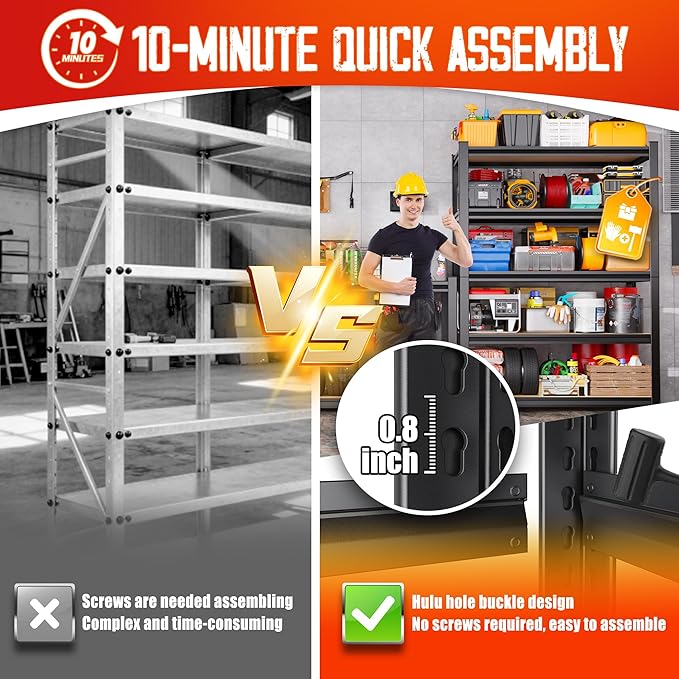 Set of 4 71"H-35"W-16D Garage Shelving-2050LBS 5 Tier Storage Shelves, - Image 5