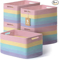 5 Pack Rainbow Woven Storage Baskets by YILOBI