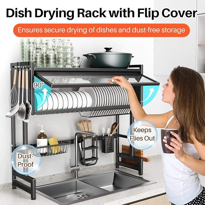 Over The Sink Dish Drainer Drying Rack 3 Tiers - Image 3