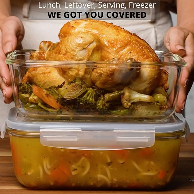 8 Cups/ 63 Oz 4 Piece Large Glass Food Storage/ Baking Containers - Image 2