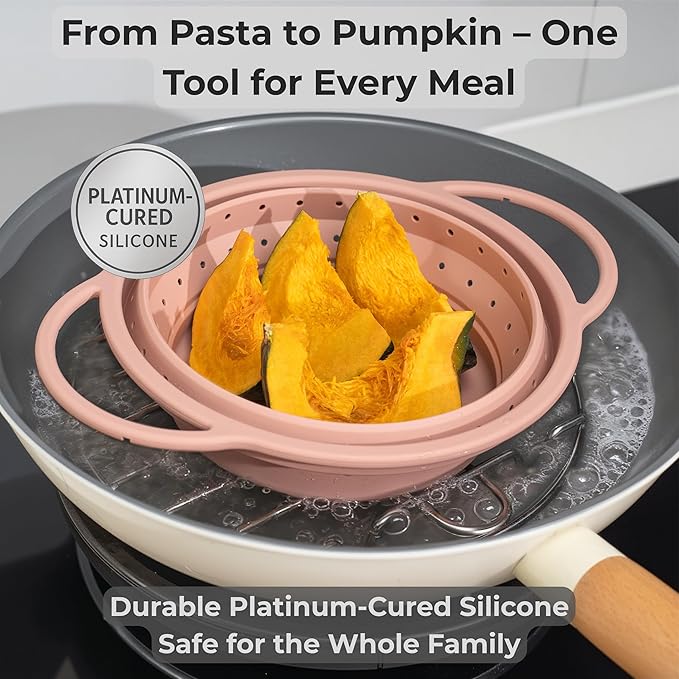 Silicone Colander Set – Collapsible Platinum Silicone Strainer - Image 6