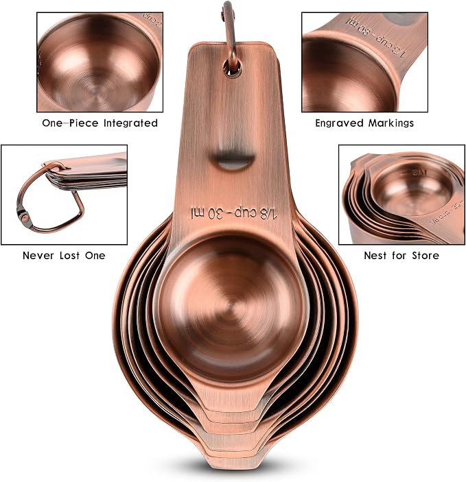 Measuring Cups and Spoons Set, Copper Measuring Cups and Spoons Set - Image 7