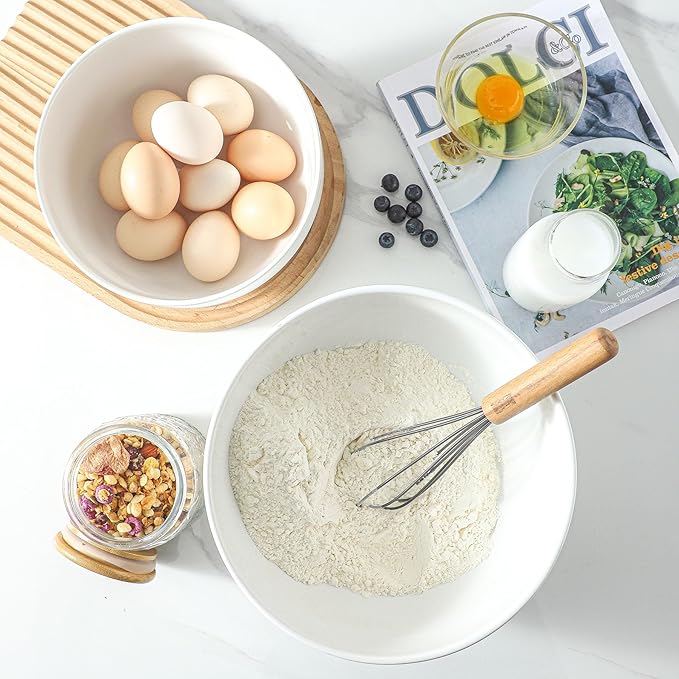 Ceramic Large Mixing Bowls for Kitchen, Dough Bread Making Bowl, 10 inch + 8 - Image 5