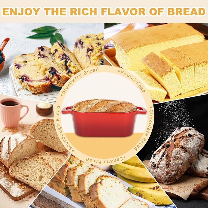 3.6QT Oval Enameled Cast Iron Dutch Oven, Sourdough Bread Baking Pan - Image 9