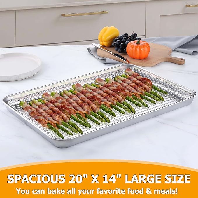 Homikit Baking Sheet with Rack, Big Bacon Baking Tray with Cooling Rack - Image 3