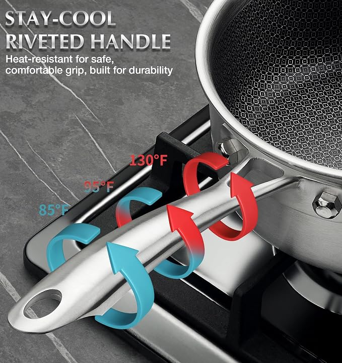 KOCH SYSTEME CS Hybrid Nonstick Stainless Steel Saucepan Set, 1QT & 2QT Triply - Image 5