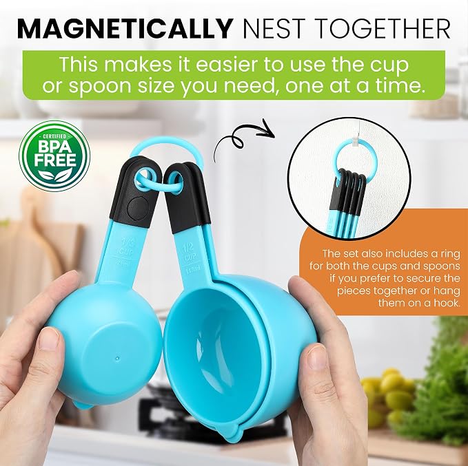 Spring Chef Magnetic Measuring Cups and Spoons Set of 9, Nesting Plastic - Image 2