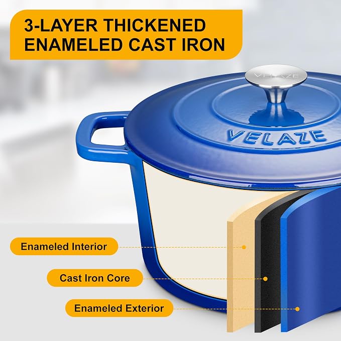 Velaze 6 QT Enameled Dutch Oven Pot - Image 4