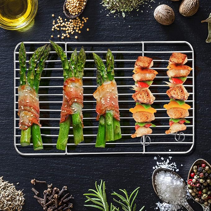 E-far Small Baking Cooling Rack Set of 2, Stainless Steel Metal Roasting - Image 6