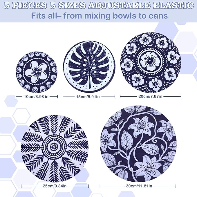5-Size Reusable Beeswax Bowl Covers - Image 2