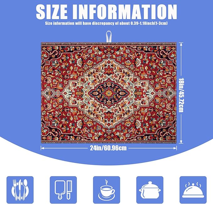 Boho Vintage Ethnic Dish Drying Mat - Image 2