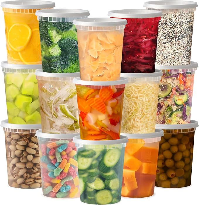 TashiBox 48 Sets 32 oz Plastic Deli Containers by TashiBox