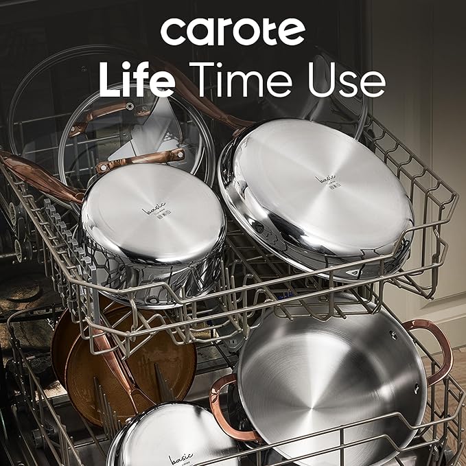 CAROTE 1.5Qt Stainless Steel Saucepan, Non-Toxic 3-Ply Stainless Steel Cookware - Image 6