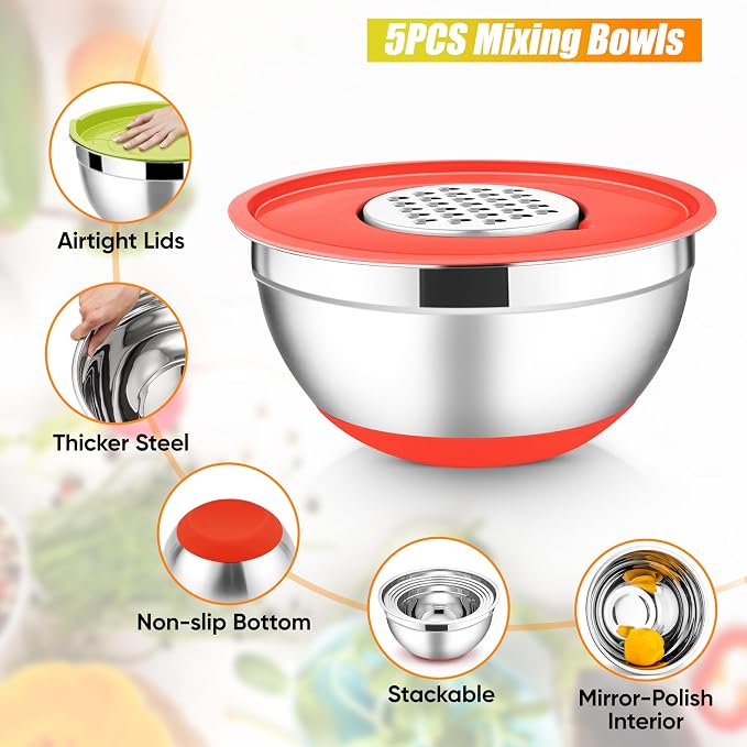 E-far Stainless Steel Mixing Bowls - Image 3