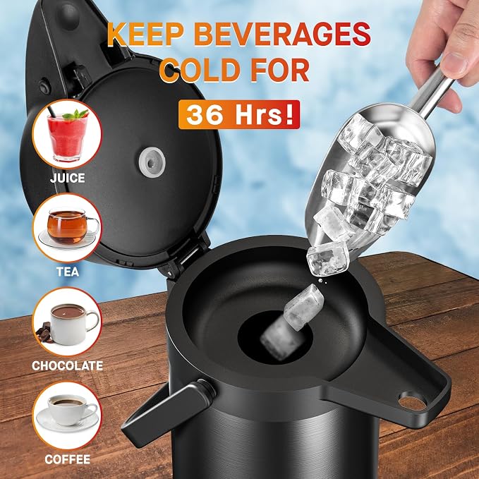 Airpot Coffee Carafe for Keeping Hot - 85 OZ/ 2.5L Coffee Dispenser - Insulated - Image 4