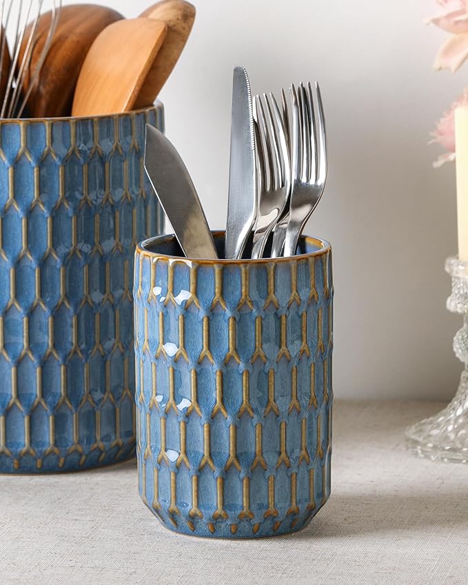 Utensil Holder, 7.5"+5.3" Ceramic Kitchen Utensil Holder - Image 8