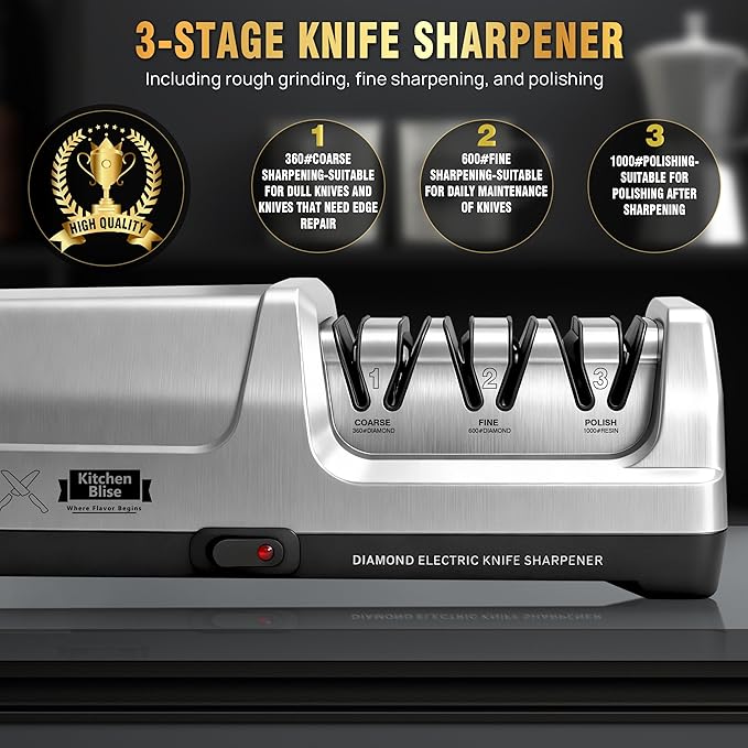 Electric Knife Sharpener for Kitchen—Fast Sharpening to Restore and Polish Chef - Image 4