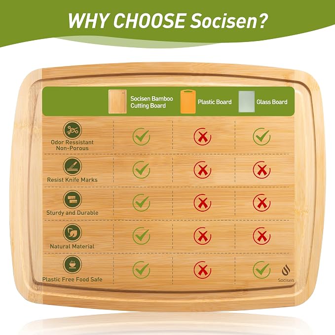 Bamboo Cutting Board Set Non Slip Feet Over Sink Men Husband Birthday Christmas - Image 8