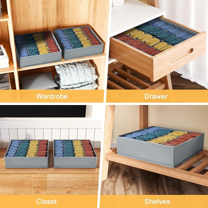Joyoldelf Sock Drawer Organizer Divider Underwear Organizer 24-cell Fabric - Image 6