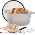 E-far Enameled Dutch Oven Pot for Bread Baking, 6QT Enameled Cast Iron Cookware by E-far