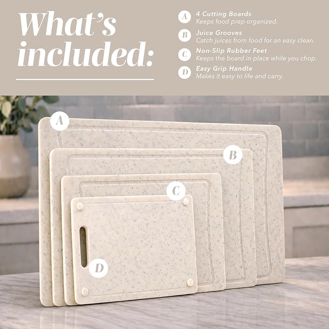 COOK WITH COLOR Non-Slip Cutting Board Set – Kitchen Essentials with Easy Grip - Image 2