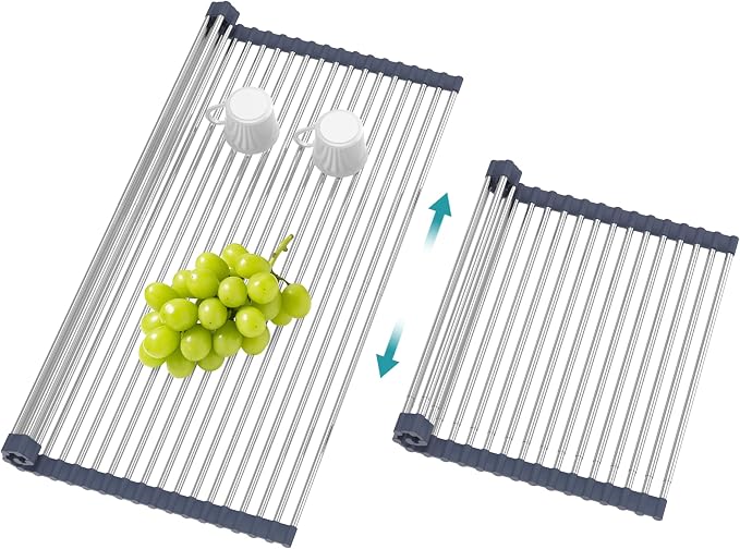 BBXTYLY Extra Large Expandable Roll Up Dish Drying Rack, Over The Sink Drying by BBXTYLY