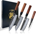 MITSUMOTO SAKARI Japanese Chef's Knife Set 4 Pcs, Professional Hand Forged by MITSUMOTOSAKARI