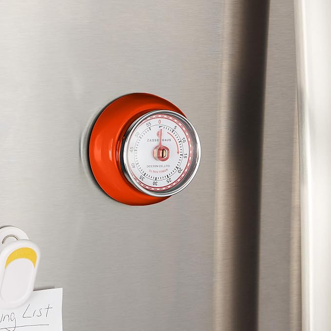 Zassenhaus Magnetic Retro Kitchen Timer, Classic Mechanical Cooking Timer - Image 4