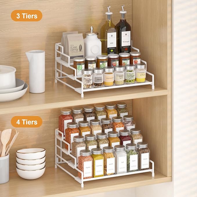 RUILALIFE 4-Tier-Spice-Rack-Organizer-for-Cabinet, Adjustable Depth Spice - Image 5