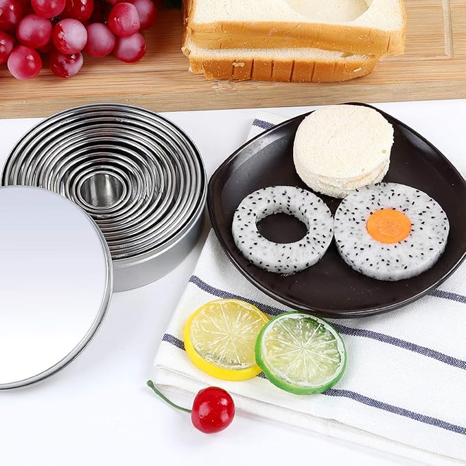 Round Cookie Cutters Set 12 Pieces Bistcuit Cookie Cutters Circle Pastry - Image 5